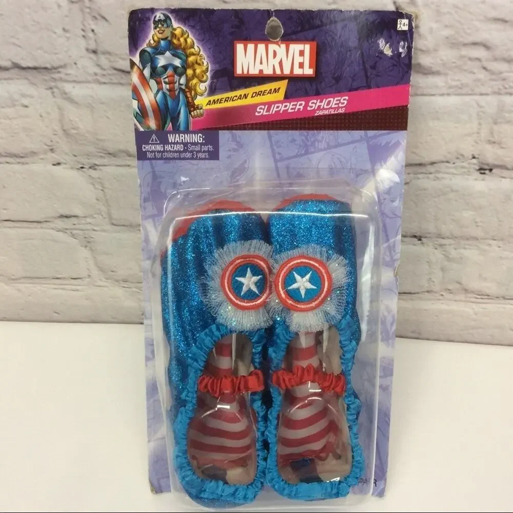 Marvel American Dream Slipper Shoes Girls Ages 4+ Patriotic Dress Up Costume